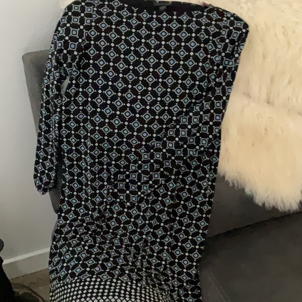 J. Jill Black and White Long Sleeve Sheath Dress